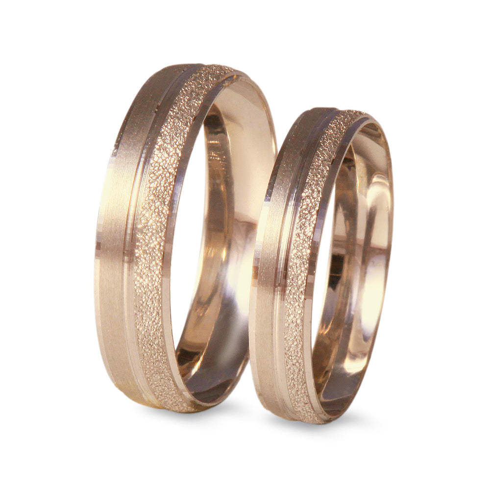 Argolla de matrimonio ligera diseño cepillado y escarchado con línea