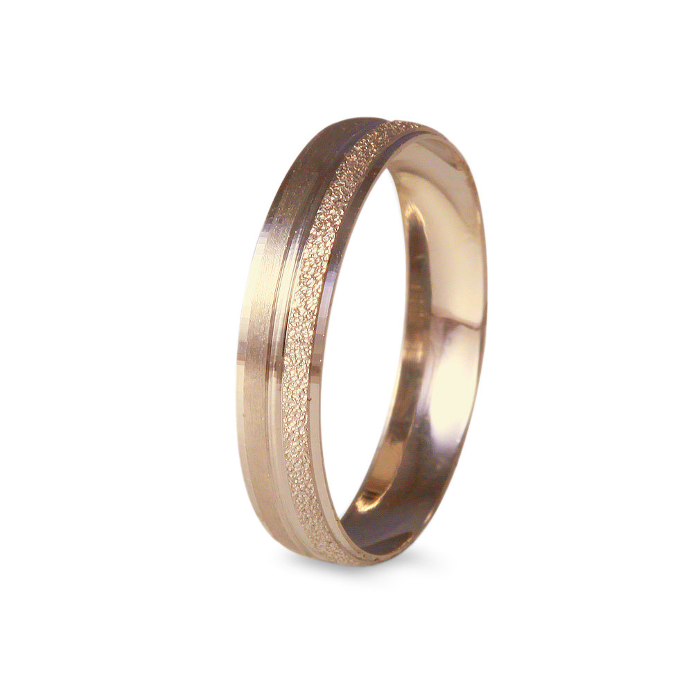 Argolla de matrimonio ligera diseño cepillado y escarchado con línea