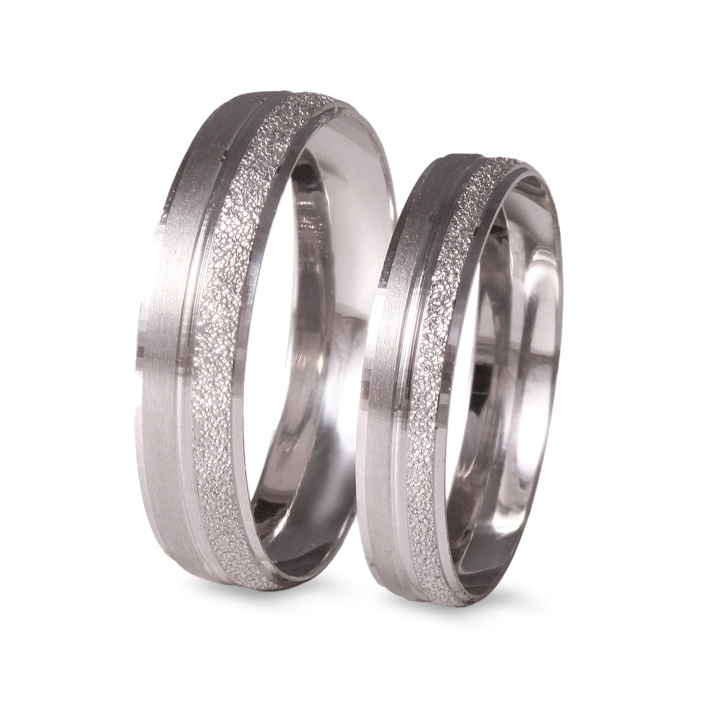 Argolla de matrimonio ligera diseño cepillado y escarchado con línea