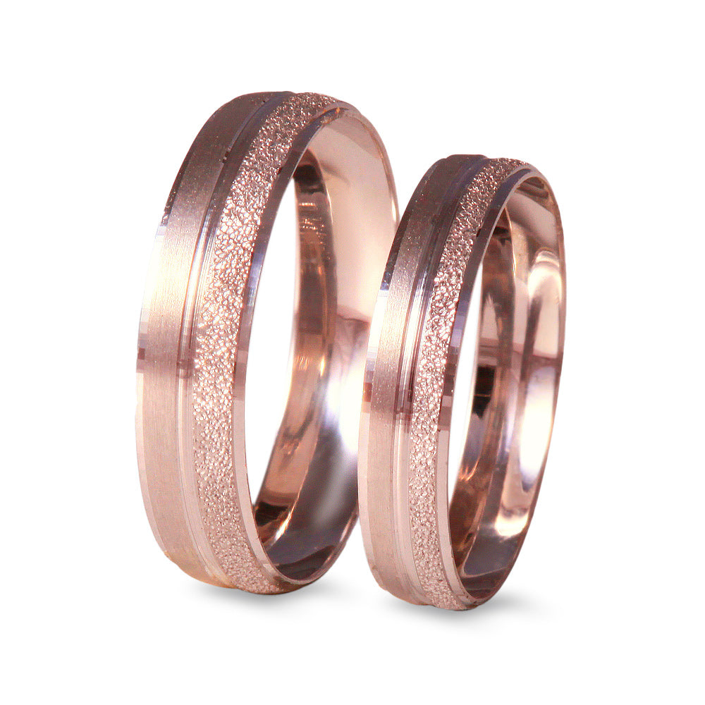 Argolla de matrimonio ligera diseño cepillado y escarchado con línea