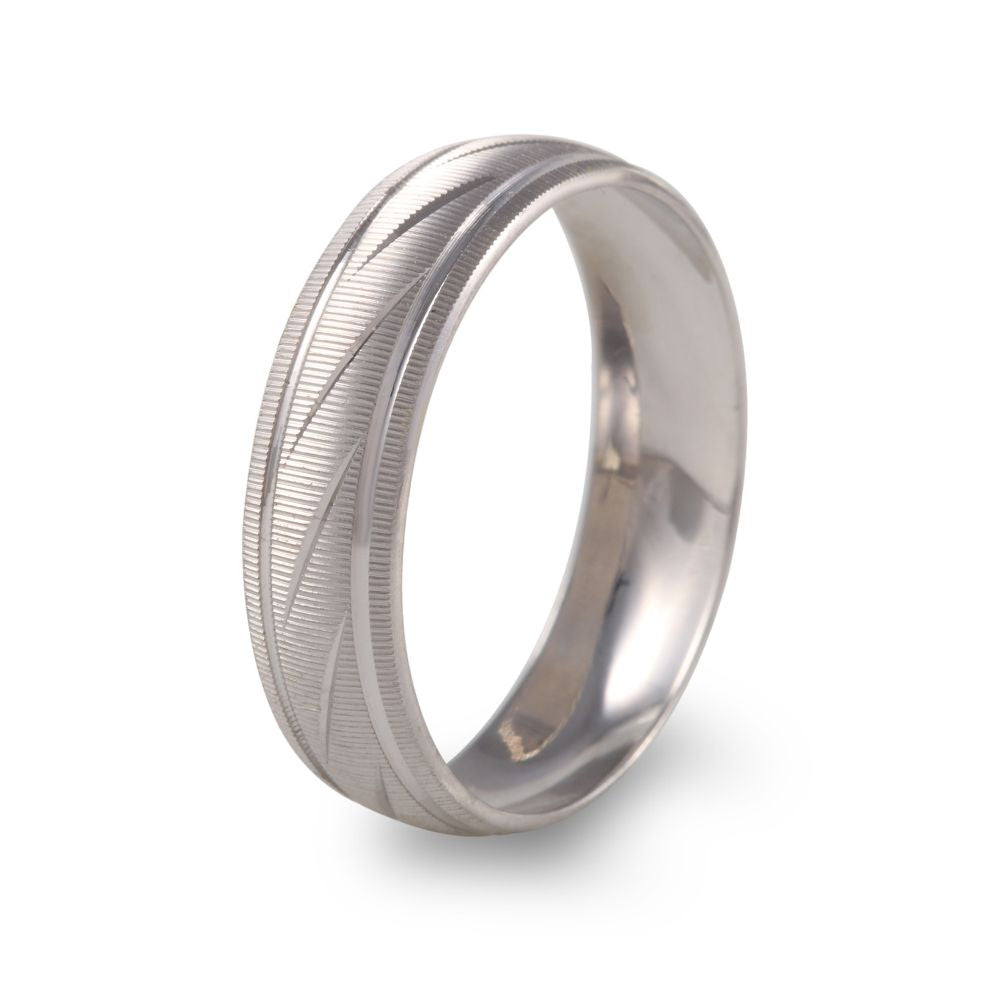 Argolla de matrimonio diseño texturizado con líneas ancho 6 mm