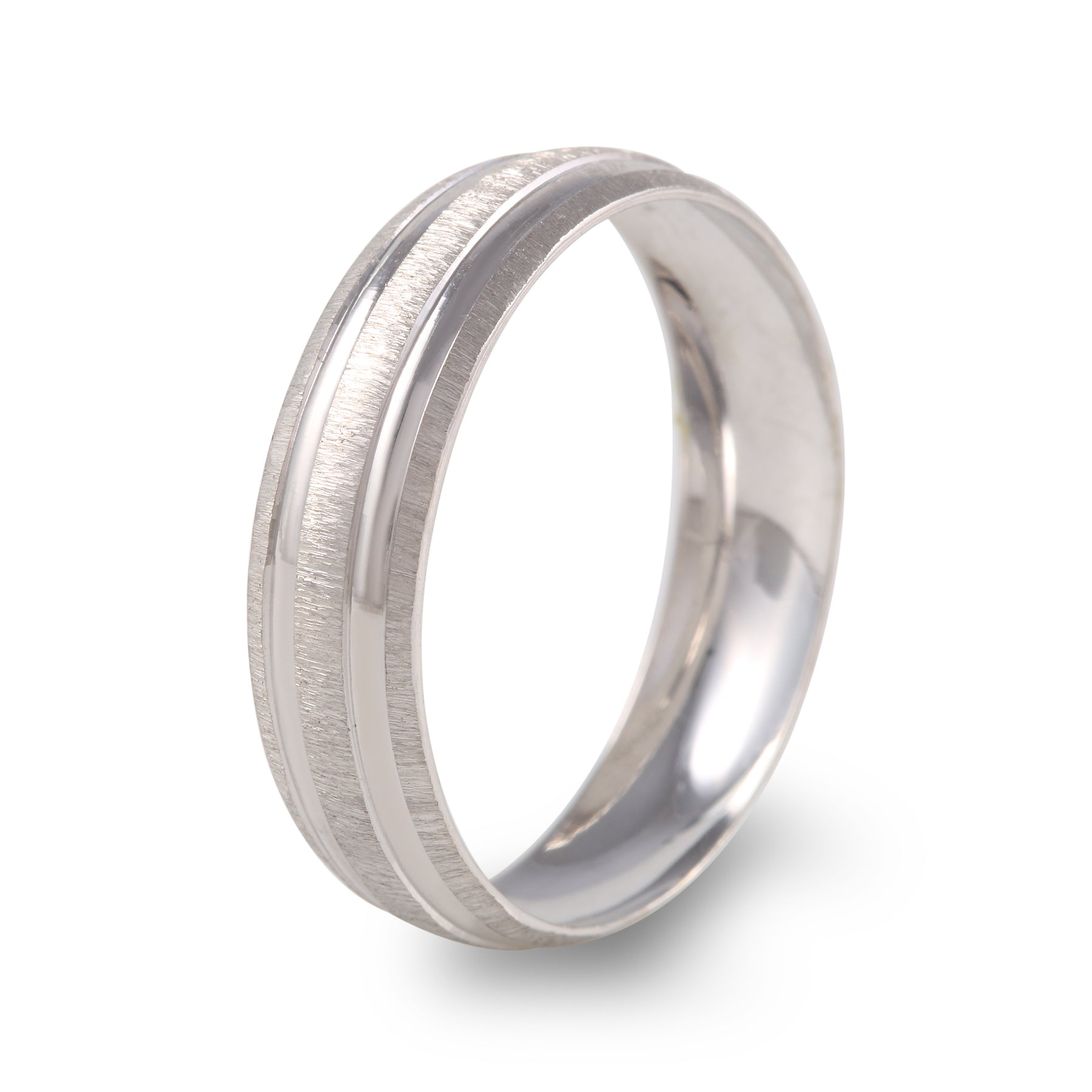 Argolla de matrimonio diseño cepillado con líneas ancho 6 mm