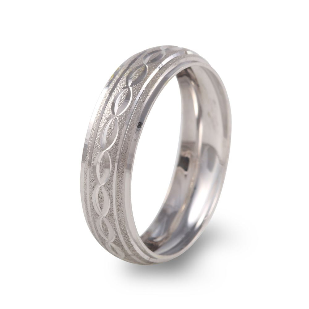 Argolla de matrimonio diseño granulada sutil con ovalos ancho 6 mm
