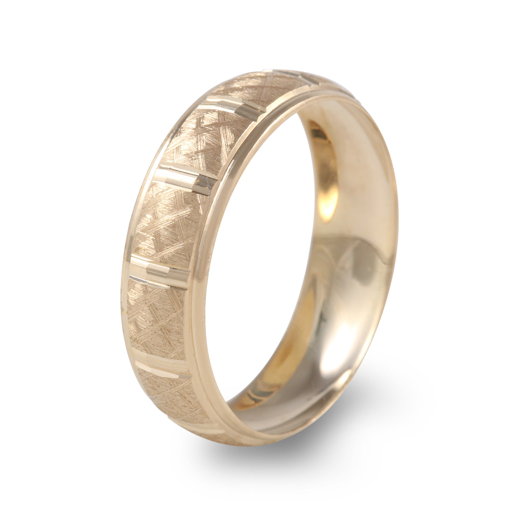 Argolla de matrimonio diseño texturizado con líneas ancho 6 mm