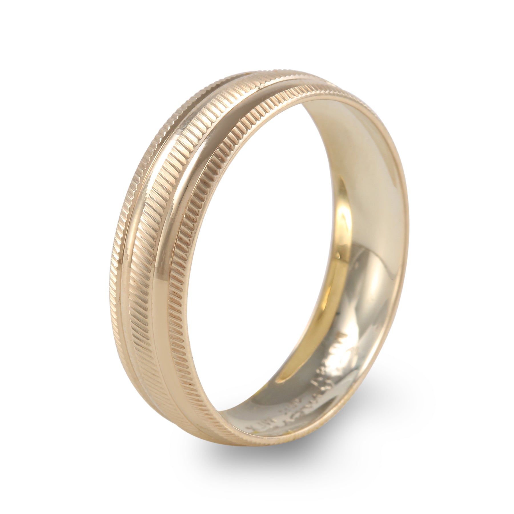 Argolla de matrimonio con diseño de líneas ancho 6 mm