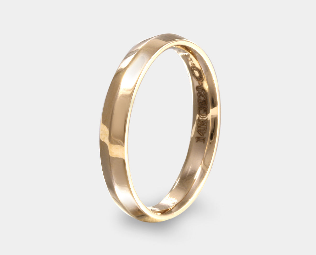 Argolla lisa oro 10k o 14k, 3 mm con confort disponible en oro amarillo, blanco o rosa. Argollas de matrimonio. Anillos de boda.