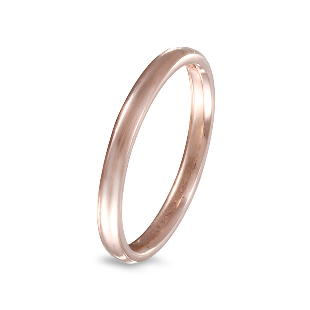 Argolla de matrimonio diseño media caña lisa ancho 2 mm -14K