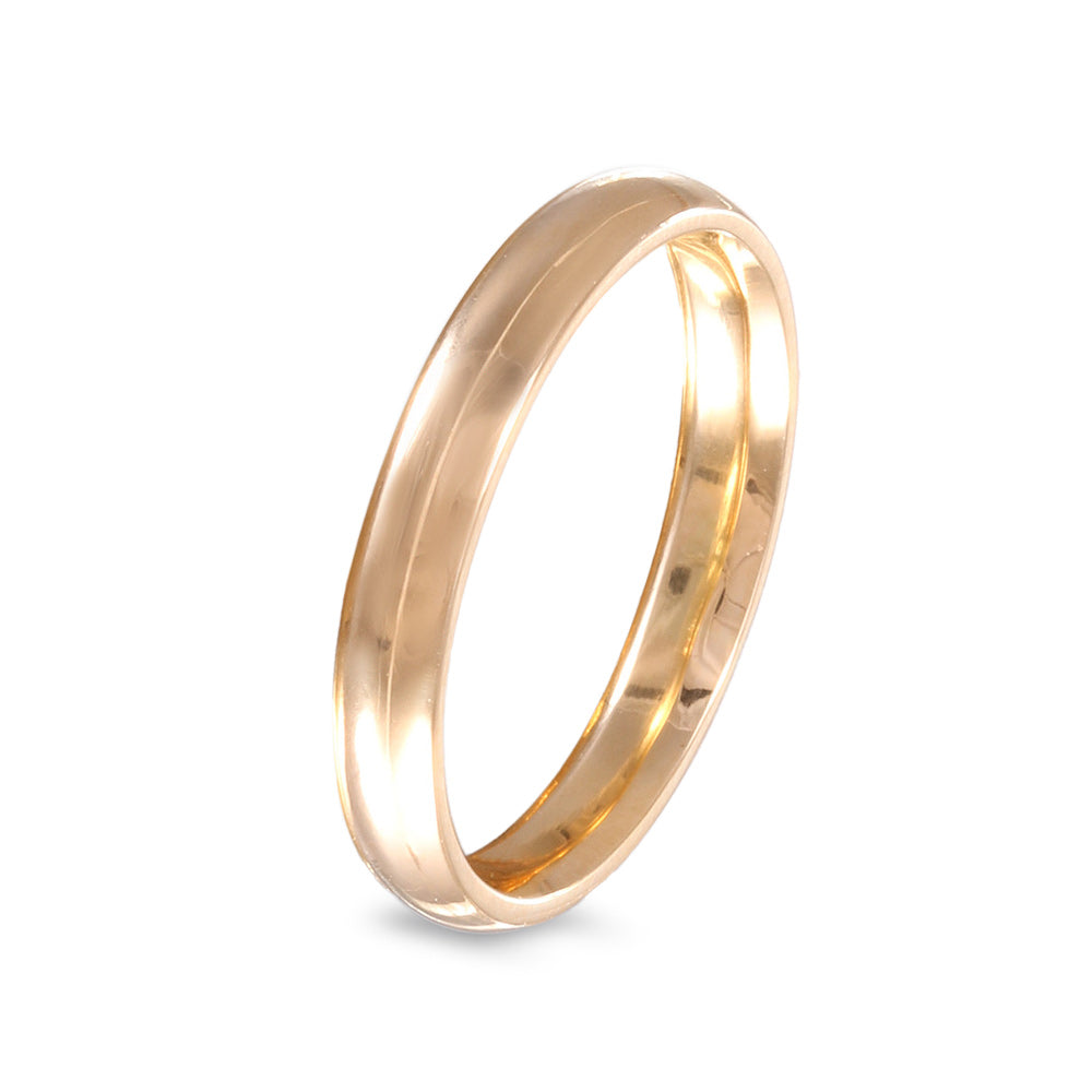 Argolla de matrimonio diseño media caña lisa ancho 3 mm-14K