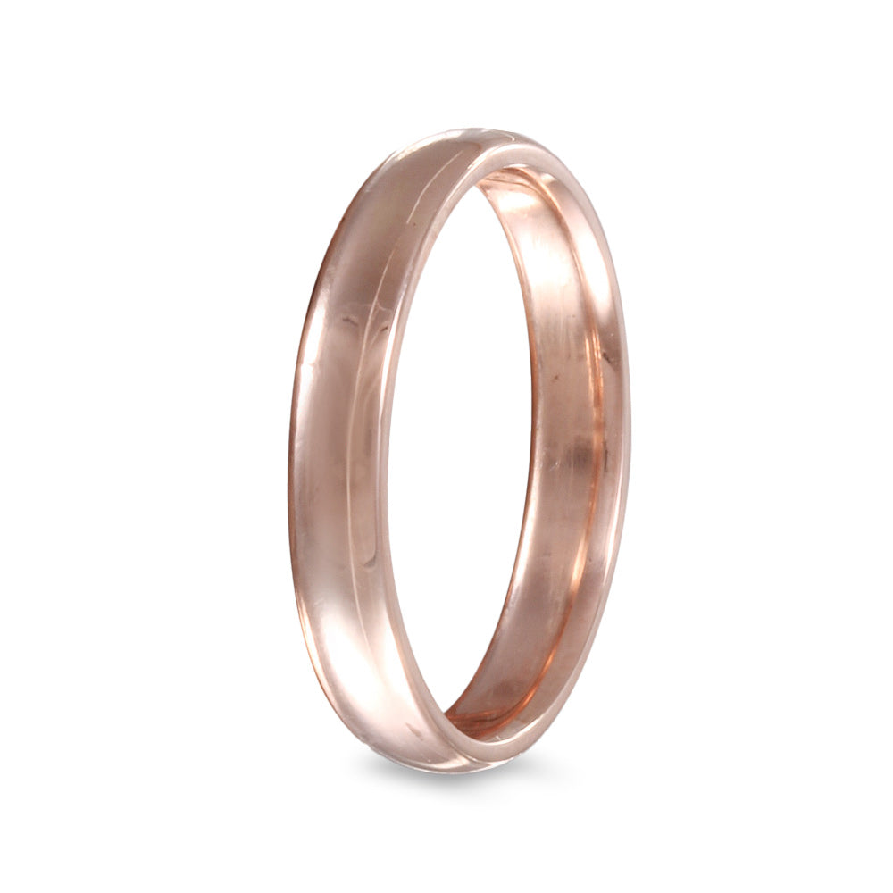 Argolla de matrimonio diseño media caña lisa ancho 3 mm-14K