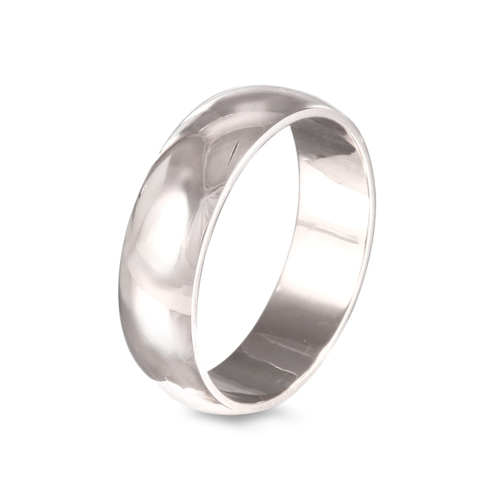 Argolla de matrimonio diseño media caña lisa ancho 6 mm - 14K