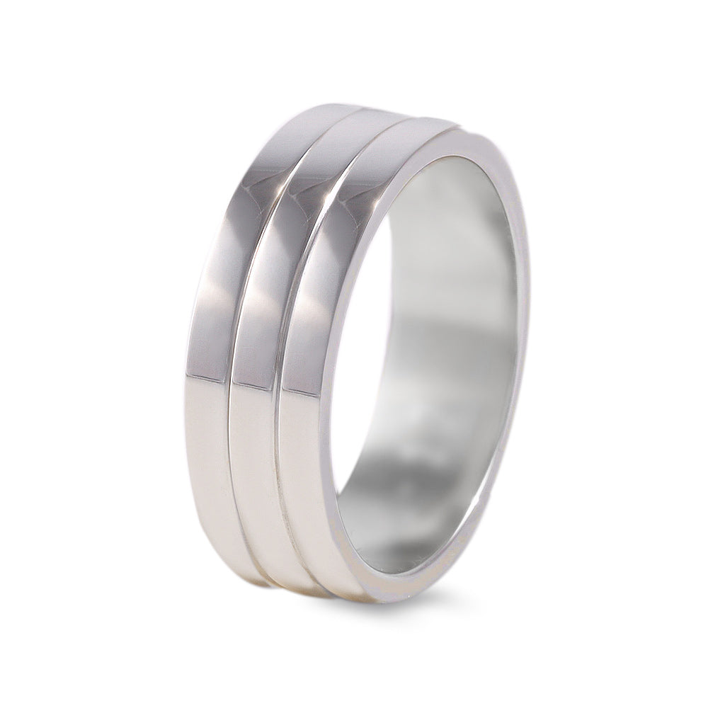 Argolla  diseño plana triple ancho 6 mm -14K