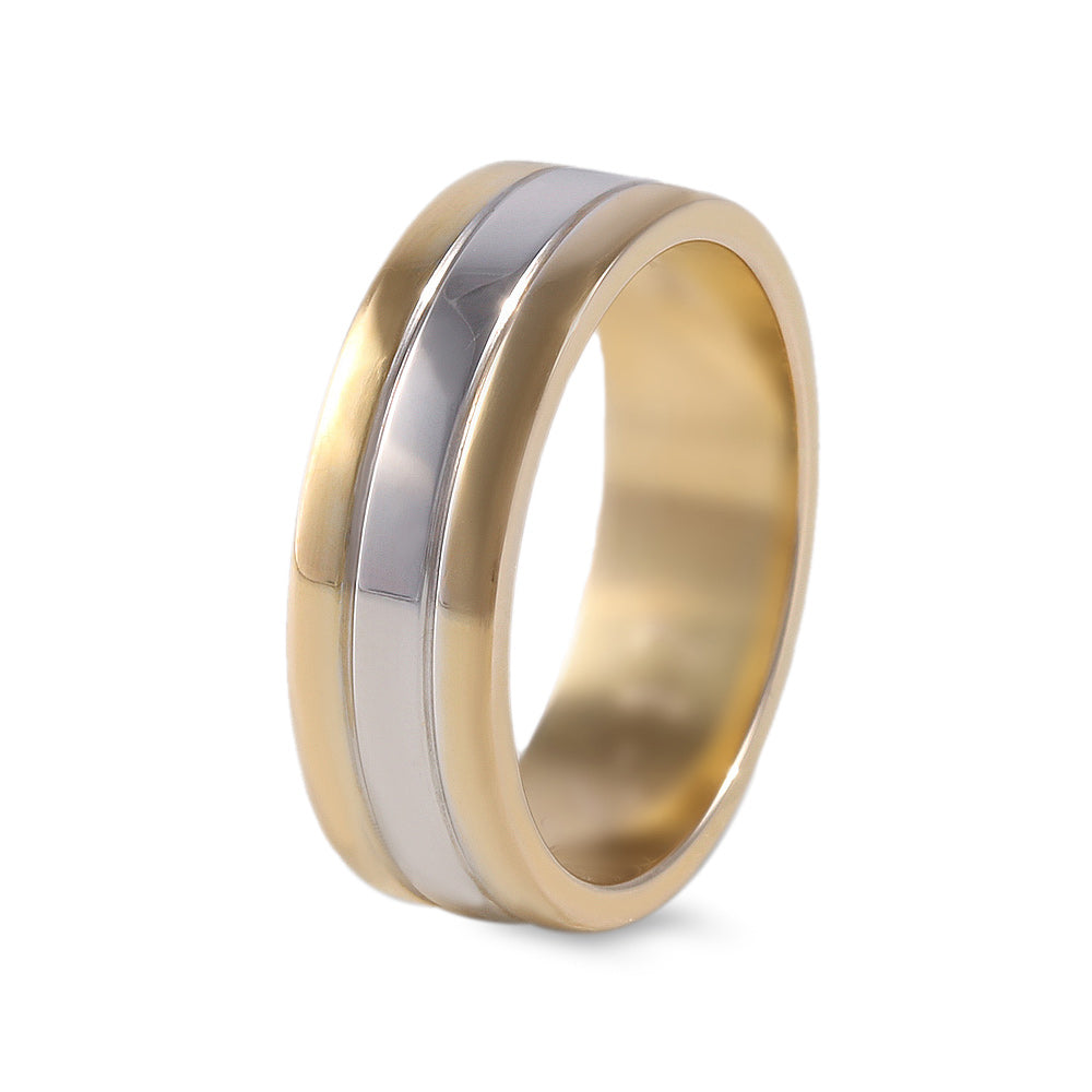 Argolla diseño plana triple combinada ancho 6 mm - 14K