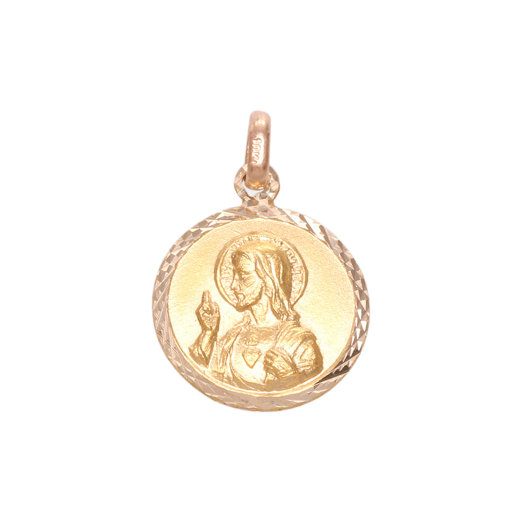 Medalla redonda Escapulario Virgen del Carmen y Sagrado Corazón de Jesús