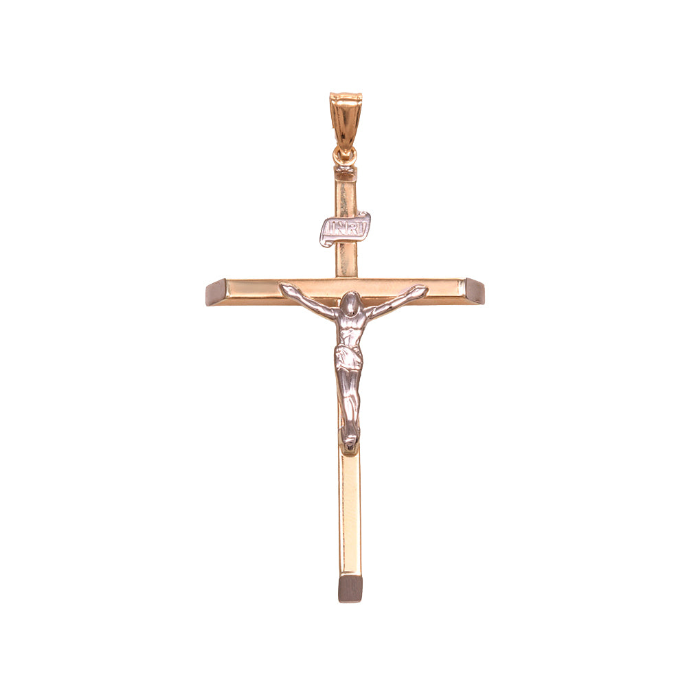 Cruz clásica con Cristo diseño de cuadrado liso