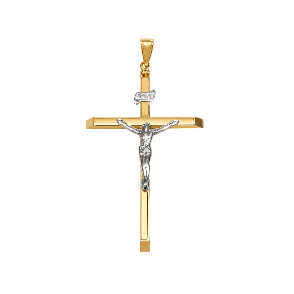 Cruz clásica con Cristo diseño de cuadrado liso