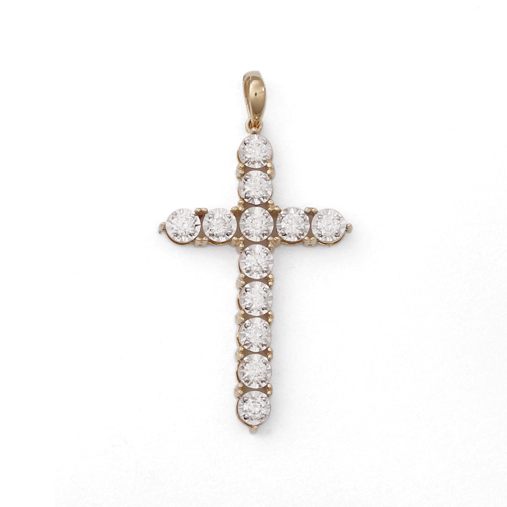 Dije diseño de Cruz con diamantes en oro rosa