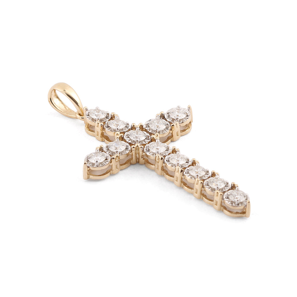 Dije diseño de Cruz con diamantes en oro rosa