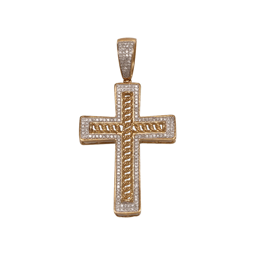 Cruz con patrón de cuerda con diamantes