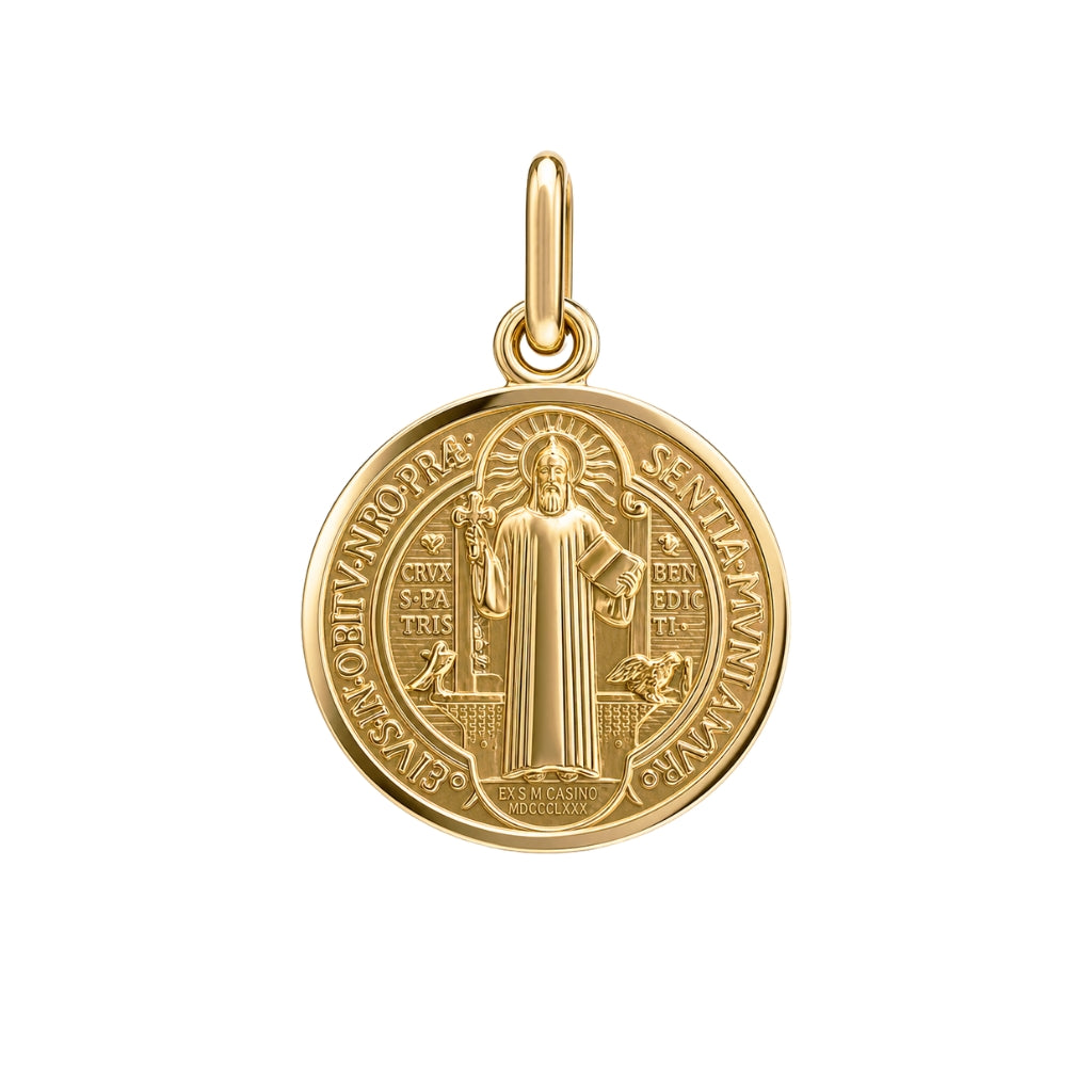Medalla San Benito oro amarillo 14k