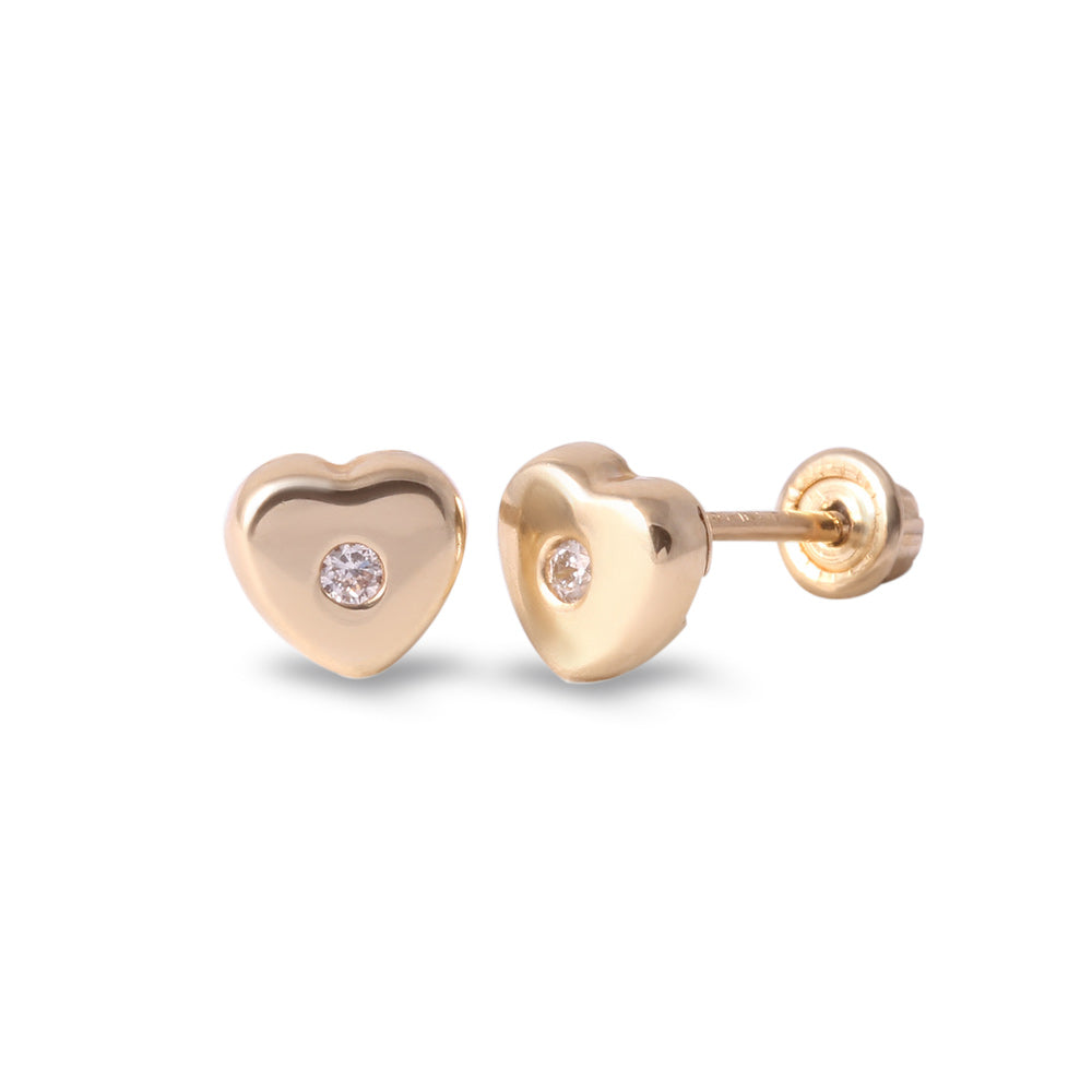 Broqueles con diseño corazón con diamante 0.03 ct