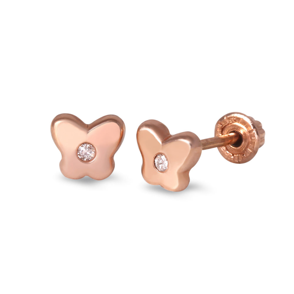 Broqueles con diseño mariposa con diamante 0.02 ct