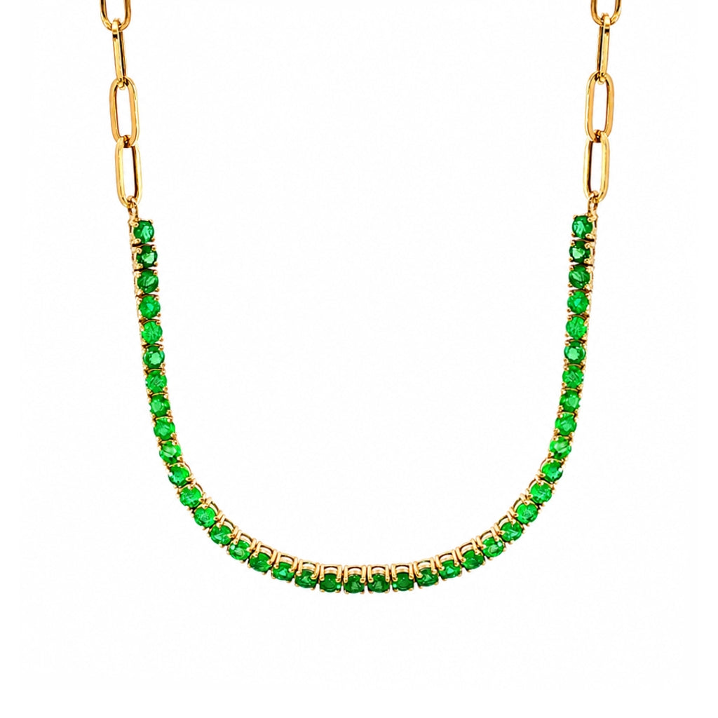 Gargantilla con esmeralda y cadena estilo clip