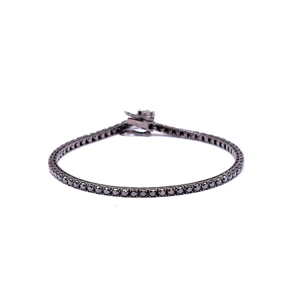 Brazalete estilo tennis con diamante negro
