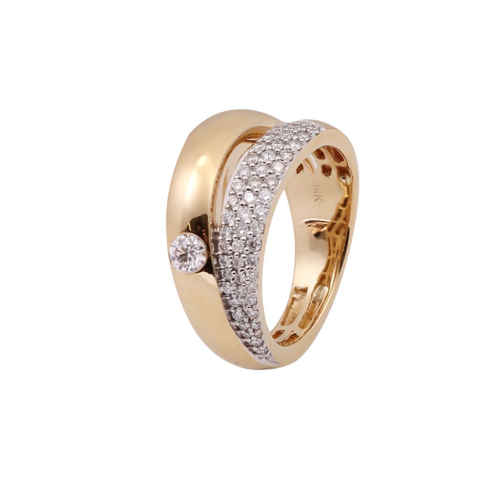 Anillo diseño argolla lisa y pavés