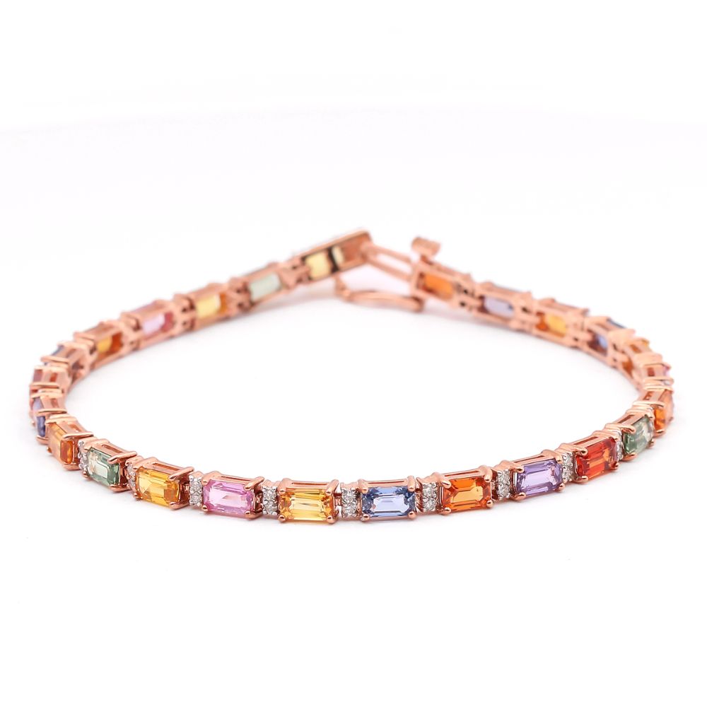 Brazalete con zafiro multicolor y diamantes
