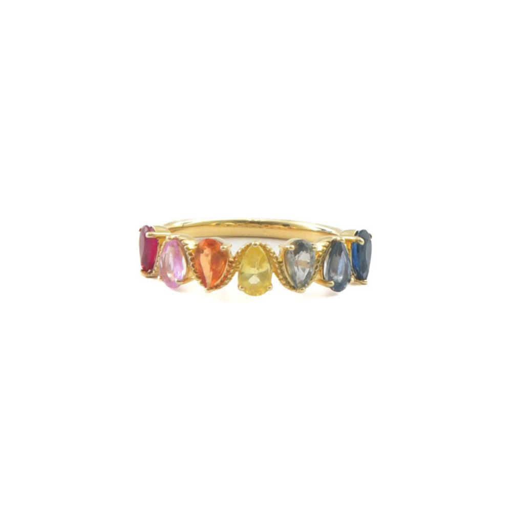 Churumbela con zafiro multicolor corte oval