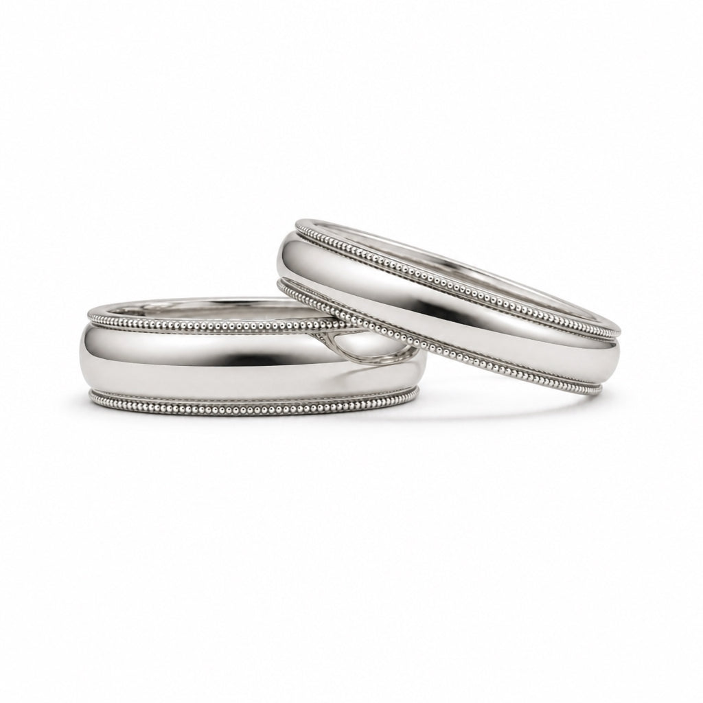 Par de argollas de matrimonio media caña con carrucha 6 mm y 4 mm