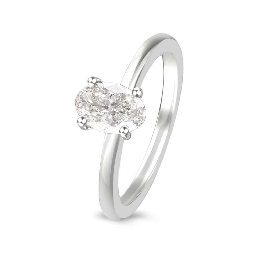 Anillo de compromiso solitario con diamante central 0.96 ct corte oval