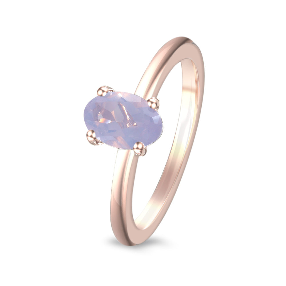 Anillo estilo solitario con cuarzo lavanda