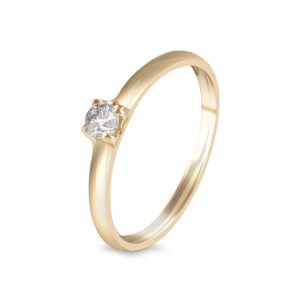 Anillo de compromiso solitario con diamante 0.15 ct