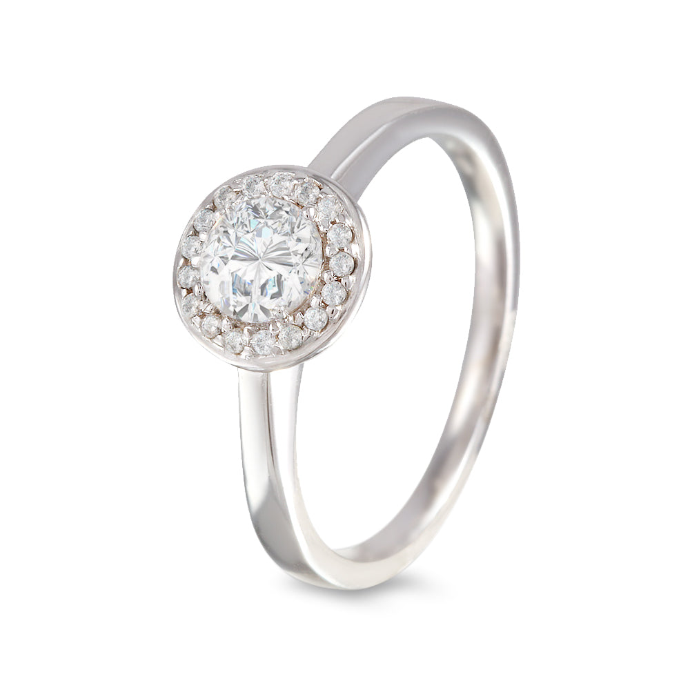 Anillo con zirconia Swarovski estilo con halo
