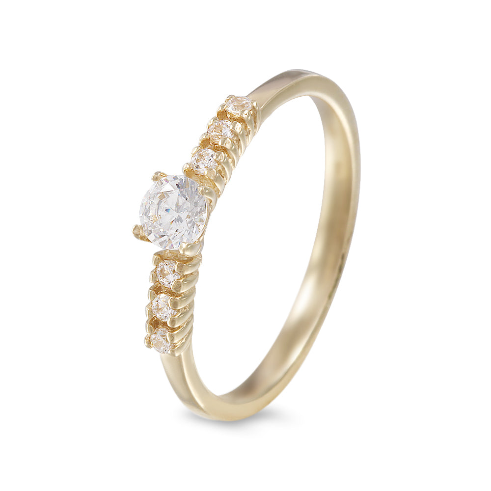 Anillo con zirconia Swarovski estilo con laterales