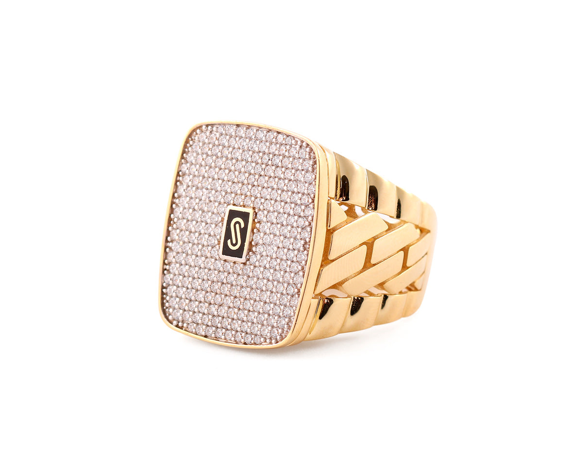 Anillo Monaco Chain diseño cuadrado con circonia