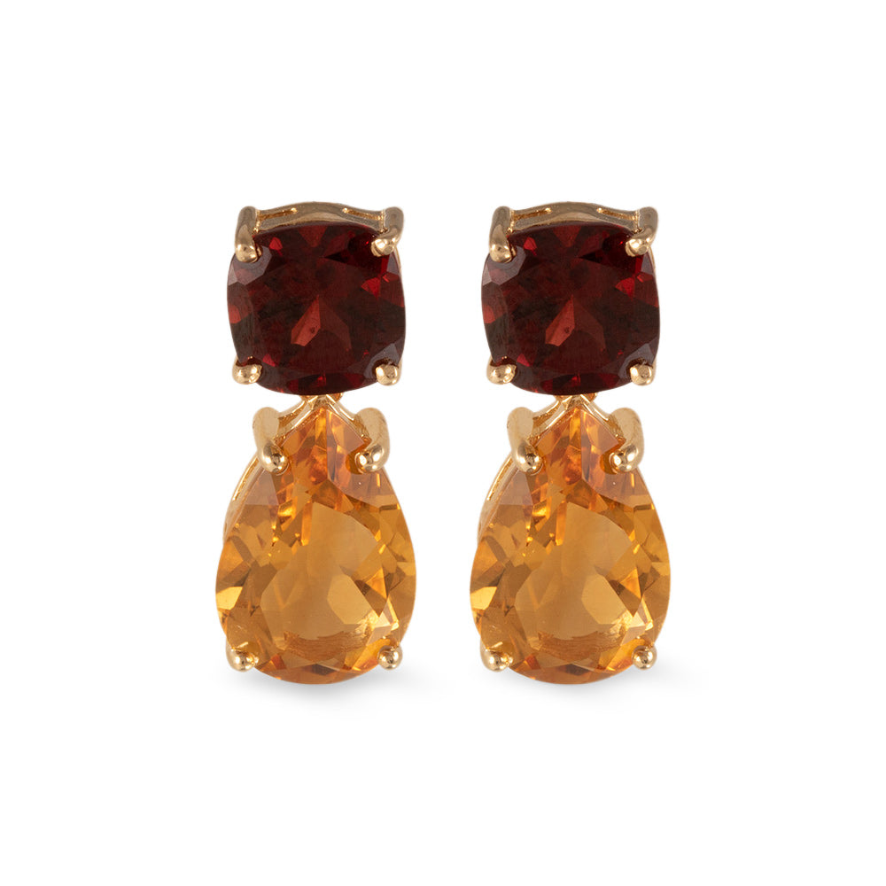 Aretes con citrina y granate