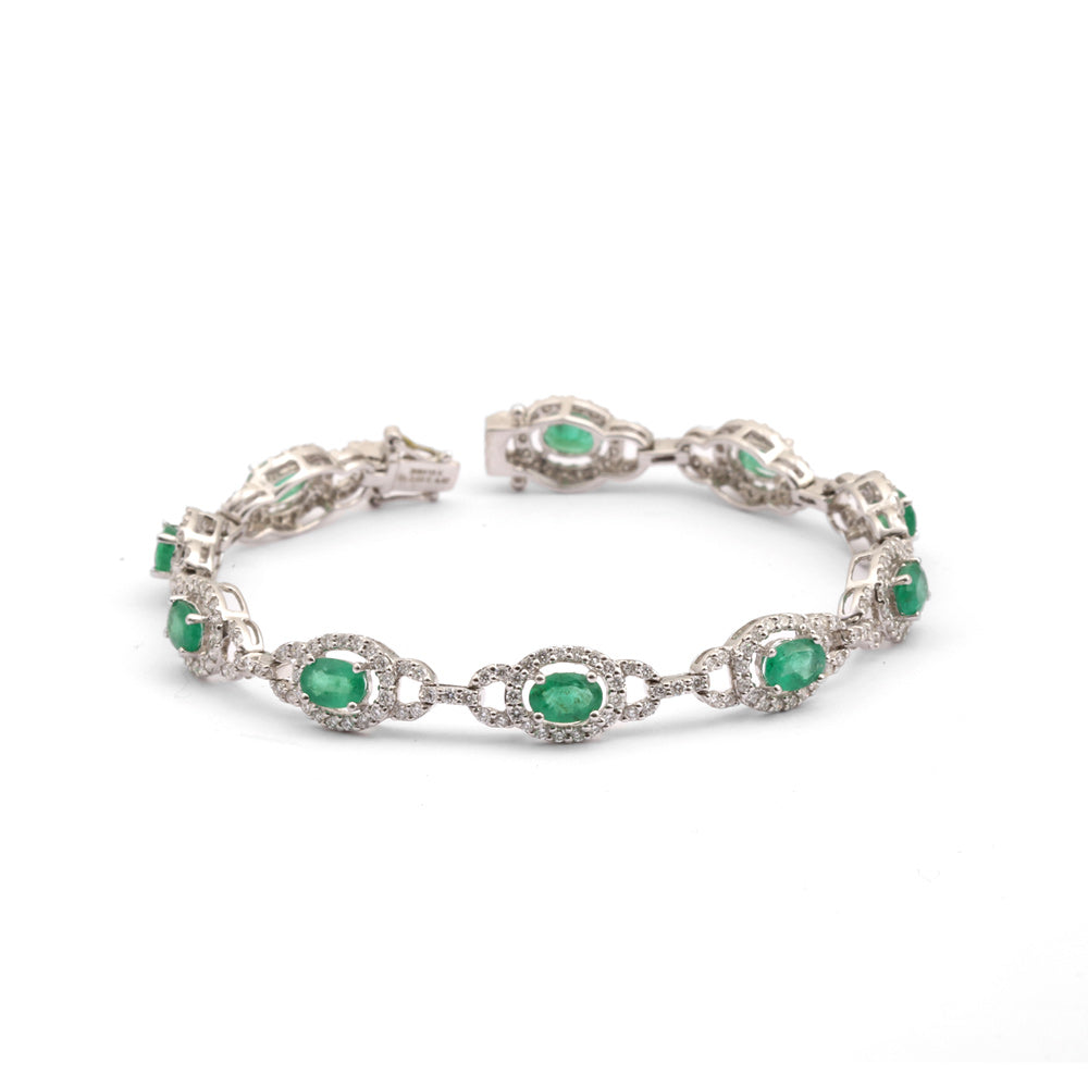 Brazalete con esmeraldas ovales y diamantes