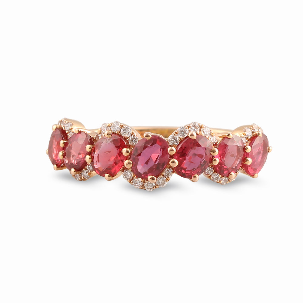 Churumbela con rubí y halo de diamantes