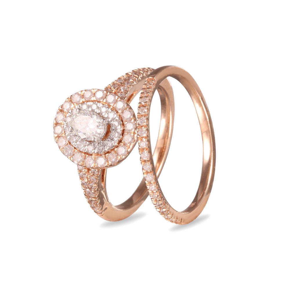 Duo anillo de compromiso y churumbela con diamantes 1.02 ct