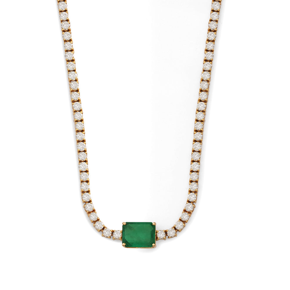 Gargantilla con esmeralda y diamantes