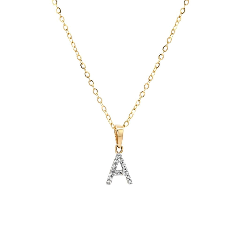 Cadena con dije de letra inicial con diamantes