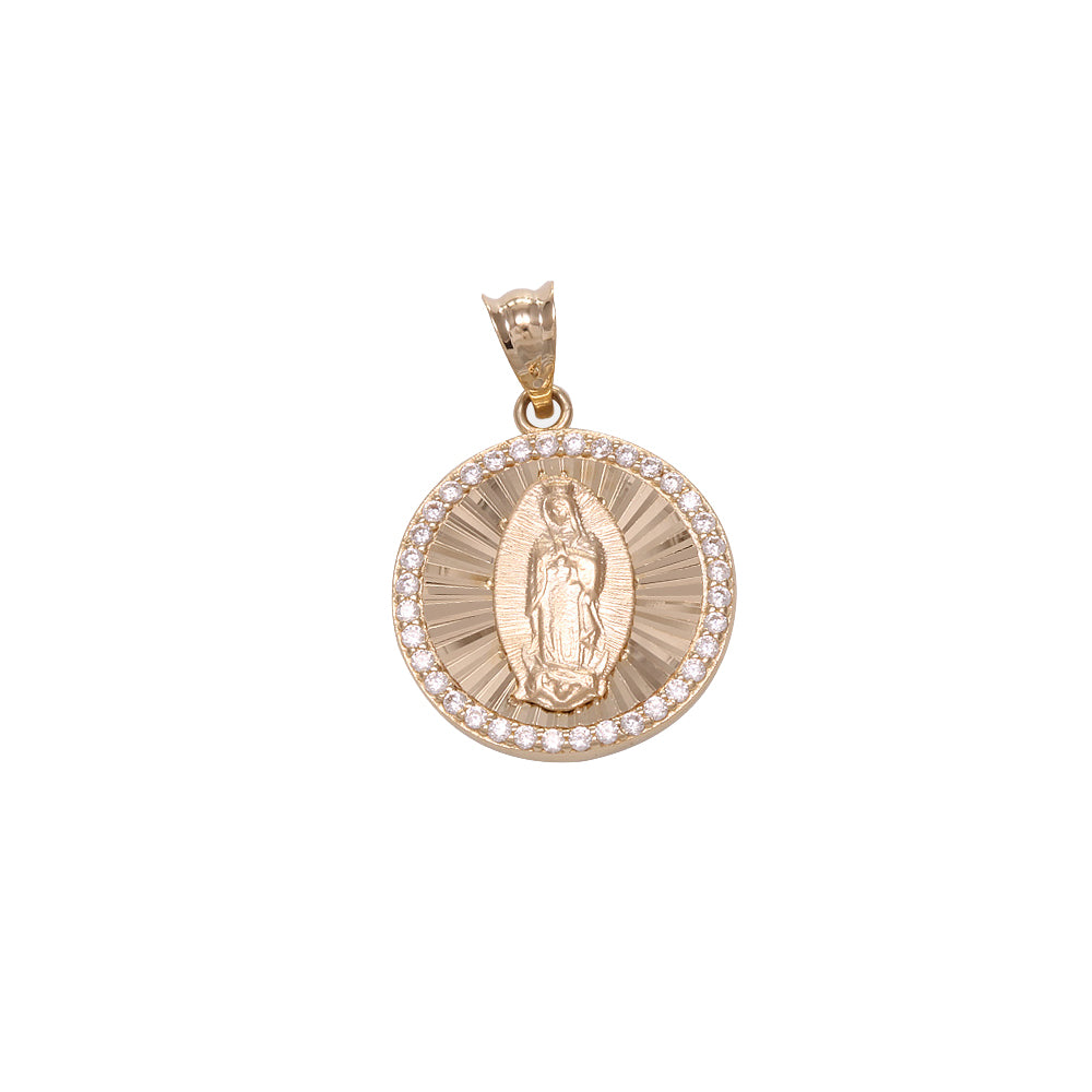 Medalla redonda Virgen de Guadalupe con circonia