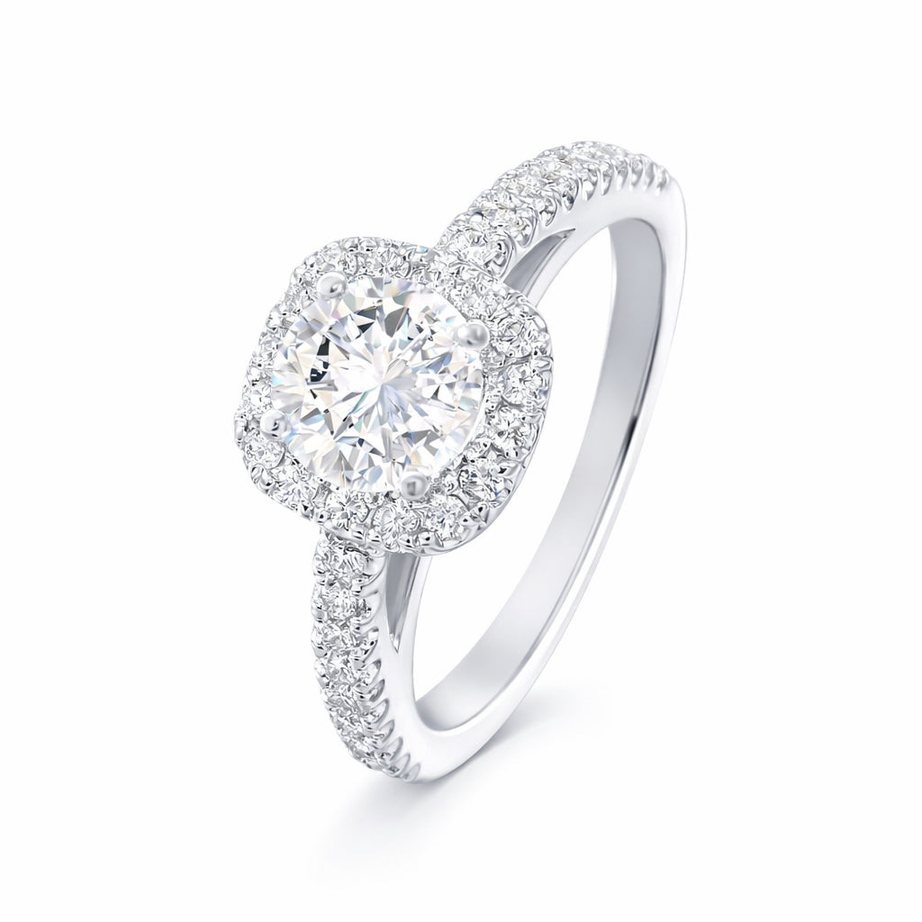 Anillo de compromiso con diamante central lab-grown 1 ct y diamantes laterales