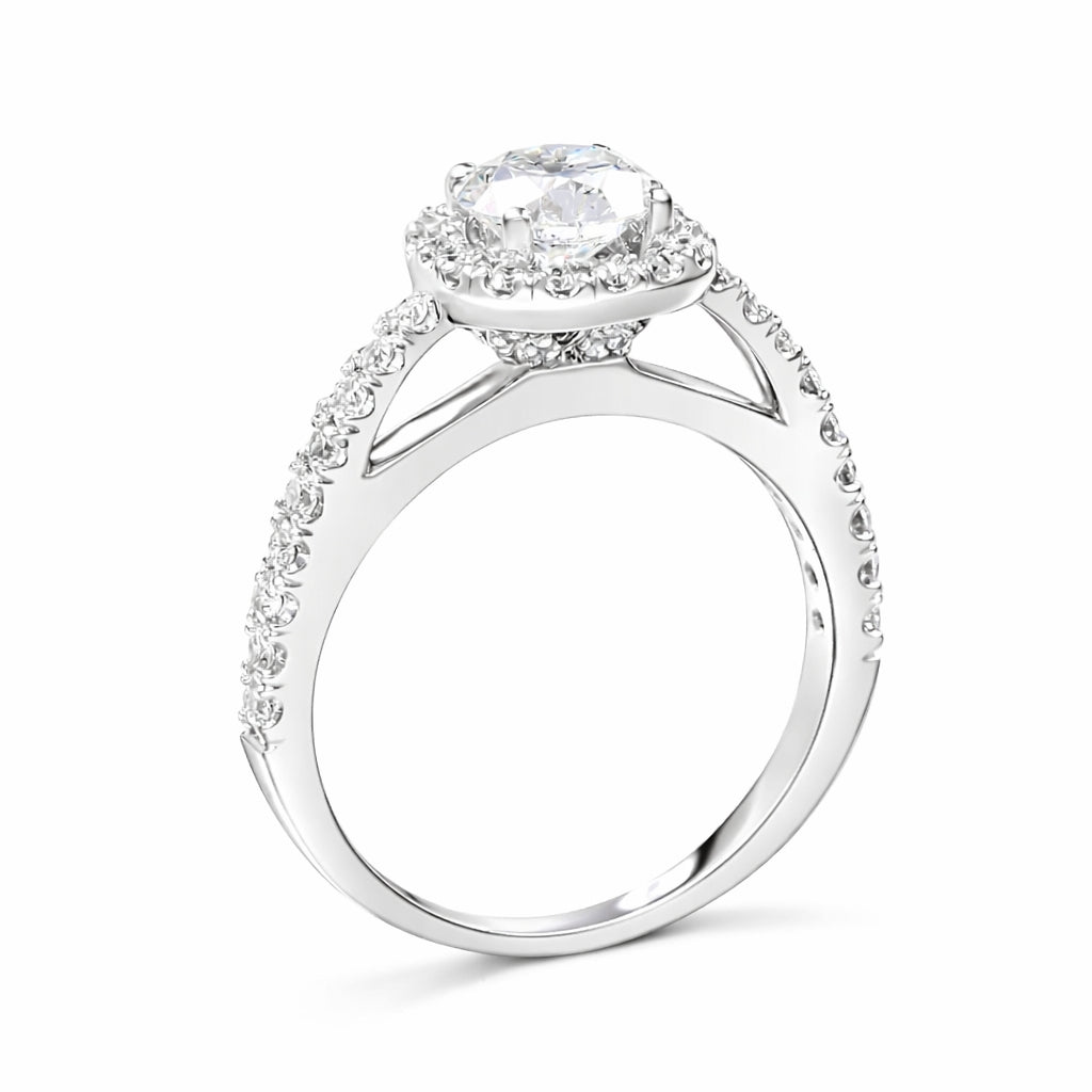 Anillo de compromiso con diamante central lab-grown 1 ct y diamantes laterales