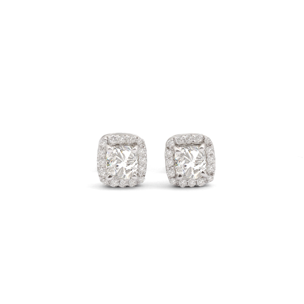 Aretes con diamante central corte princess