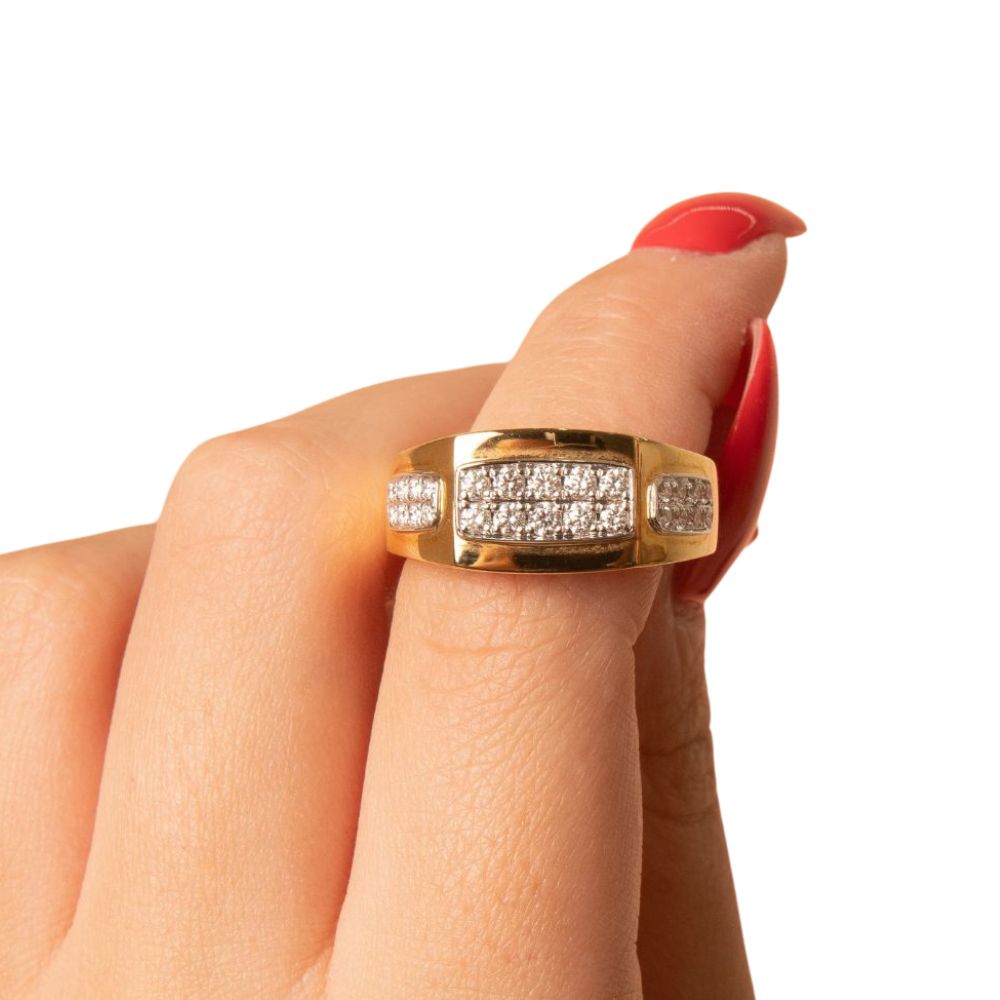 Anillo para hombre oro amarillo 18k con diamante