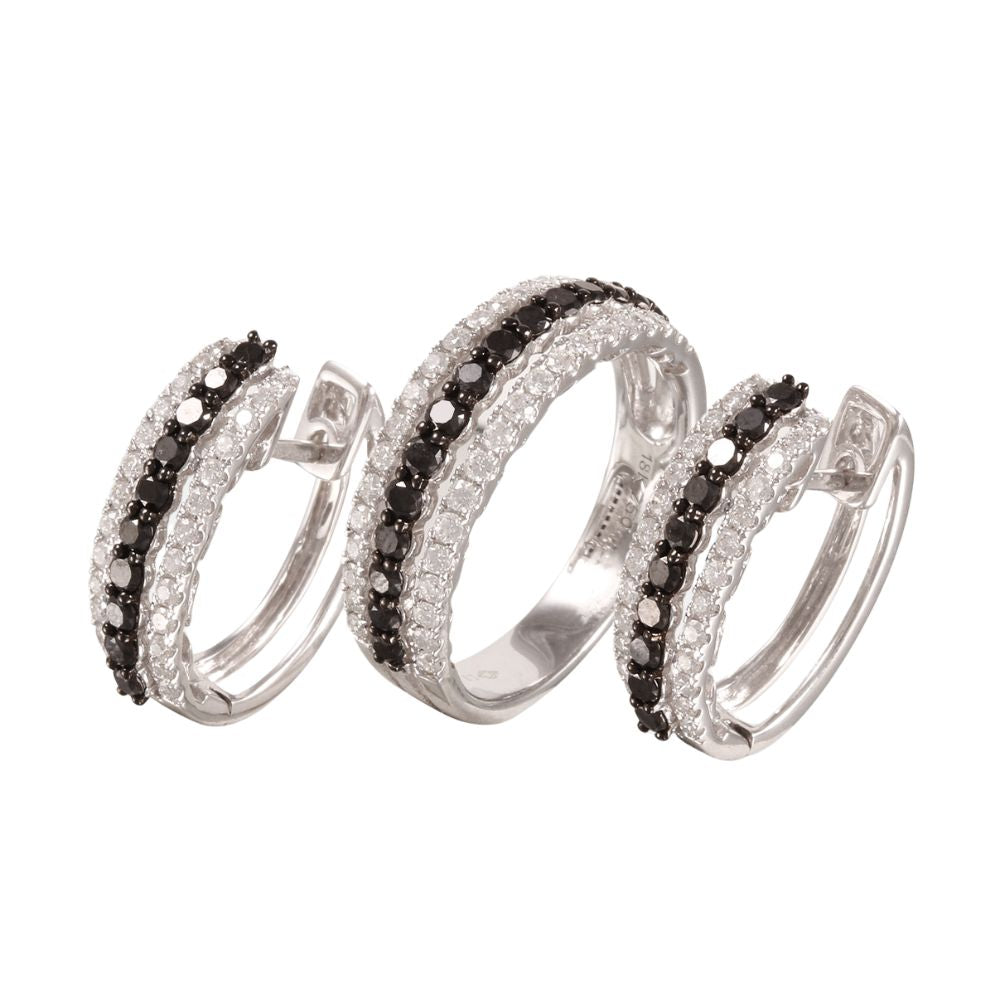 Juego anillo y aretes con diamante negro