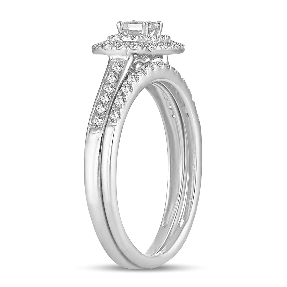 Duo anillo de compromiso y churumbela con diamantes 0.50 ct